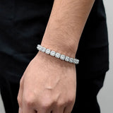 HHIOK Clustered Diamond Tennis Chain Miami Tennis Link Bracelet for Women 7MM Iced Out CZ Cuban Necklace Hip Hop Jewelry Gifts