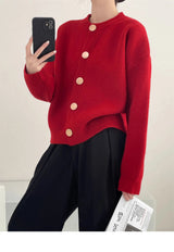 AOSSVIAO Women Cardigans Sweater O-neck Autumn Winter Knitted Loose Cardigans Solid Single Breasted Womens Sweaters