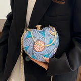 Wrist Bag Glitter Sequin Evening Banquet Bag Embroidery Elegant Heart Shape Handbag Sweet Large Capacity Ladies Clutch Bag Party