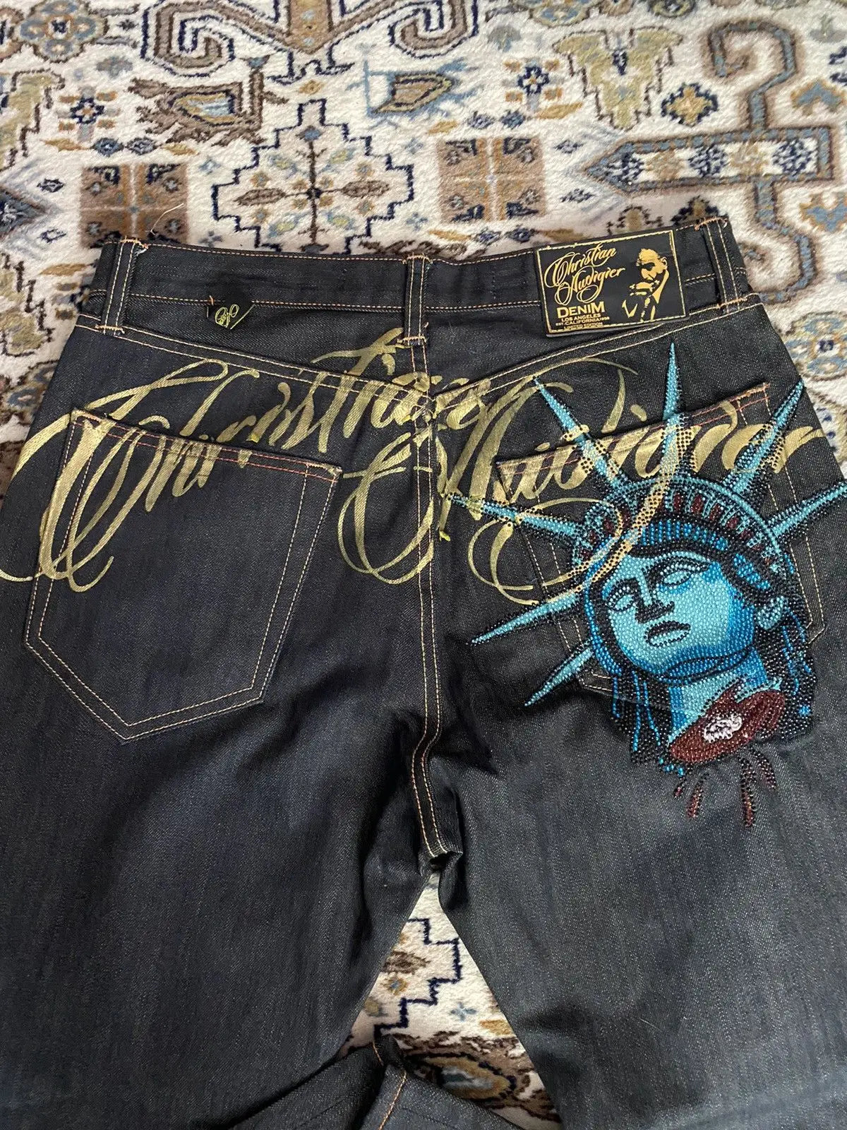 Baggy Wide Leg Y2K 2000s Loose Jeans Embroidered Buddha Casual Denim Pants Harajuku High Waist Straight Jeans Y2k Women Clothing