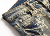 High street trendy brand new men's retro distressed distressed jeans patch slim fit leggings