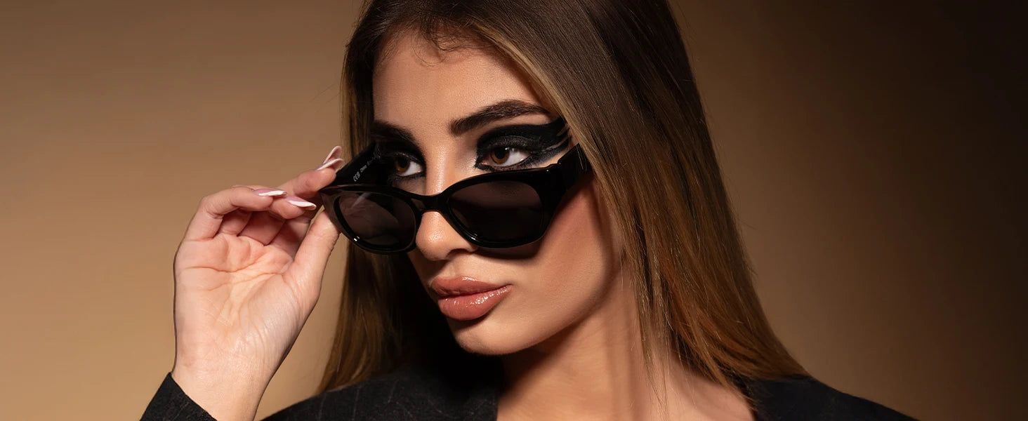 ZENOTTIC Cat Eye Narrow Retro Sunglasses for Women Polarized UV400 Sun Glasses for Small Face Trendy Shades