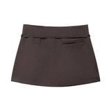 Women's Solid Color Skort with Belt Side Zipper Casual Shorts Skirts Fashionable And Stylish Women's Clothing