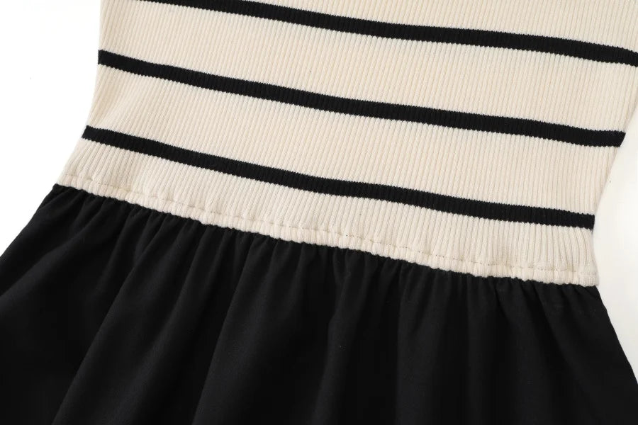 AS AW25 stripe knitting cardigan + sleeveless patch dress maxi matching set for woman clothing