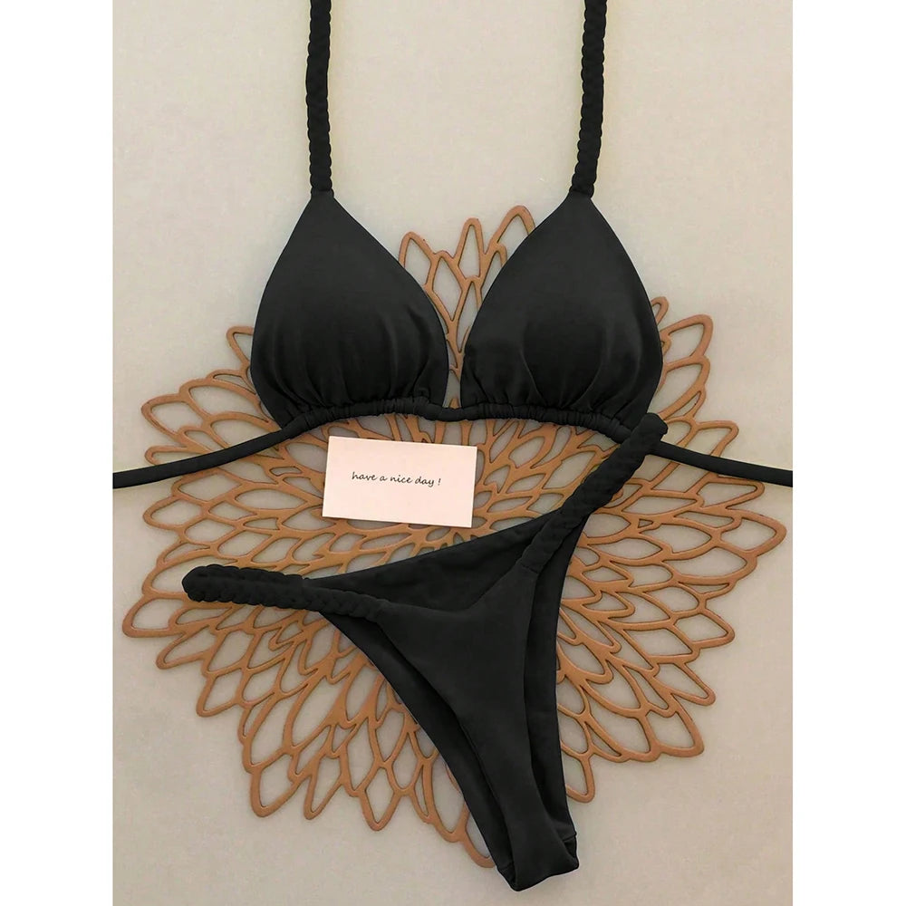 Micro Bikinis 2025 Push Up Women Swimsuits Sexy Swimwear Brazilian Bikini Set Thong Biquini Solid Swimsuit Summer Beachwear