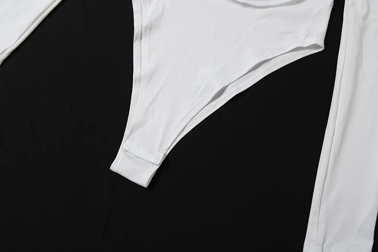 Weird Puss Deep v Swing Collar Bodysuits Woman Elegant Ruched Full Sleeve Skinny Stretch Basic Wild Spring Fashion Body Tops