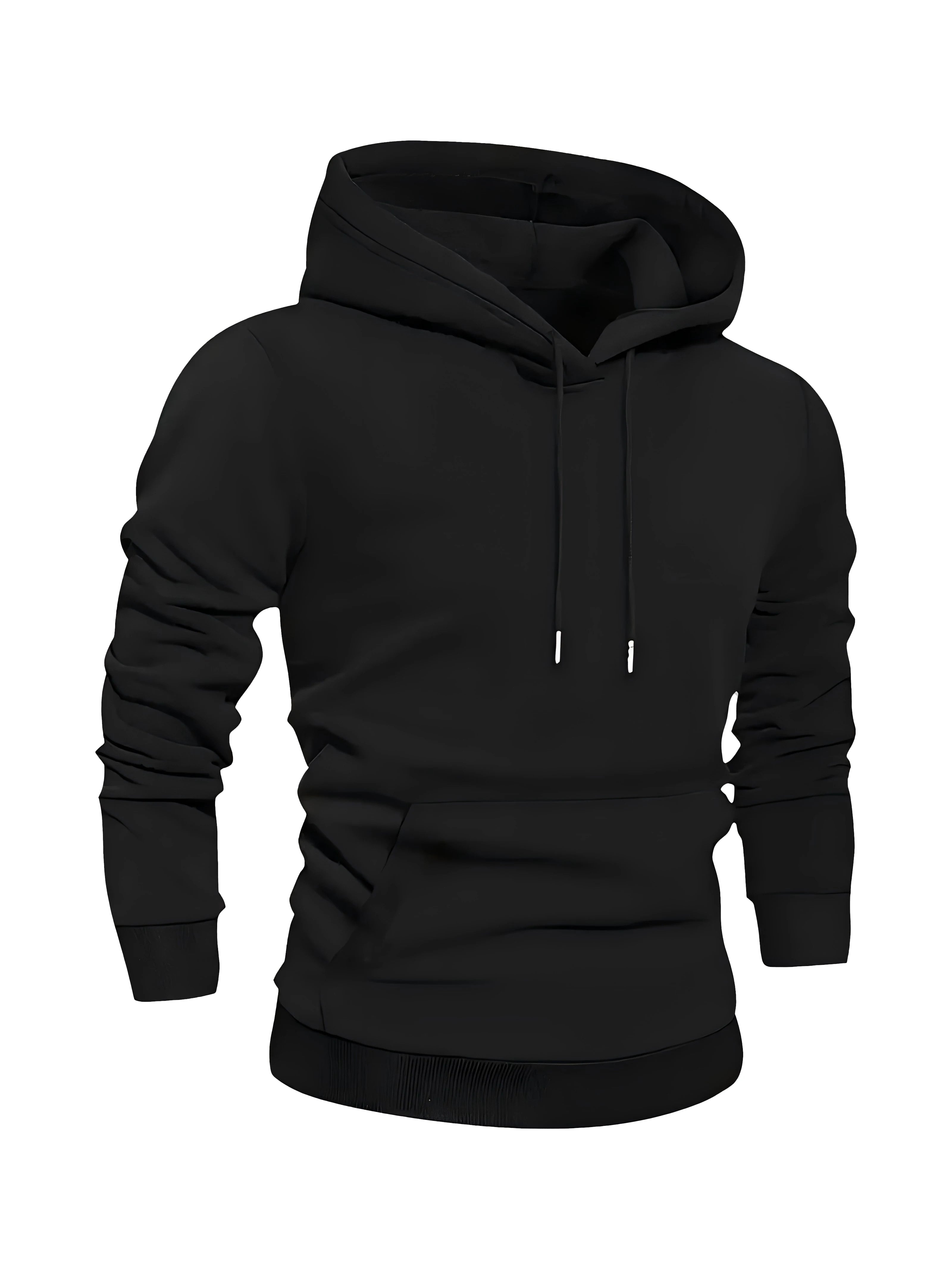 1 Sets Of Solid Color Men's Hooded Sweatshirt + Sweatpants Spring And Autumn Casual Sports Suits Light Plate Pullover Regular Long-Sleeved Hoodie And Waist With Drawstring Elastic Waist Threaded Cuff Trousers Tracksuit