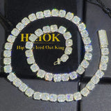 HHIOK Clustered Diamond Tennis Chain Miami Tennis Link Bracelet for Women 7MM Iced Out CZ Cuban Necklace Hip Hop Jewelry Gifts