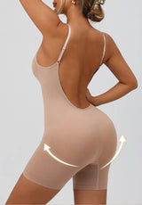 Flarixa Women's Low Back Seamless Bodysuit Tummy Control Hip Lifter Full Body Shaper Backless Shapewear Jumpsuit Slim Corset