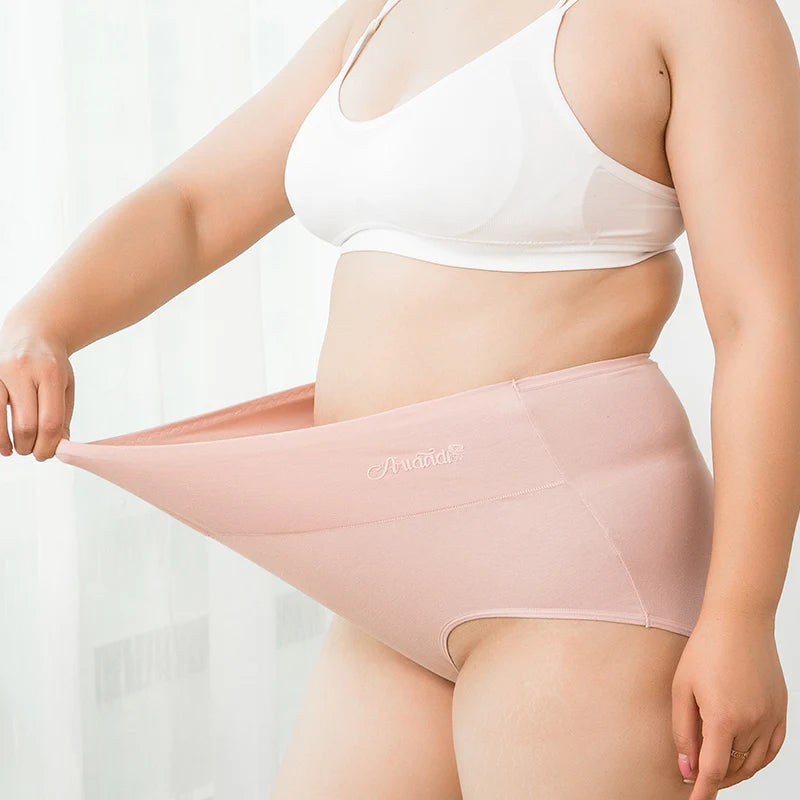 4Pcs/Set High Waist Cotton Panties Women Body Slimming Underwear Solid Briefs Plus Size Underpants Female Breathable Lingerie