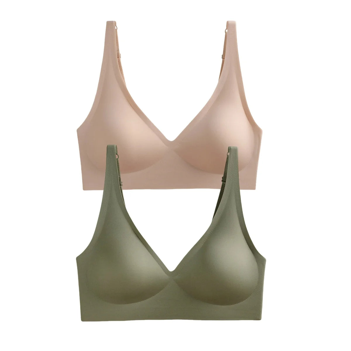 2Pcs/Set Seamless Bras For Women Wireless Underwear Push Up Bralette Soft Padded Deep V Sexy Lingerie Sleepwear Intimates S-3XL