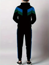 The new men's set for Spring and Autumn 2025 features a casual fashionable and comfortable 3D striped pattern print