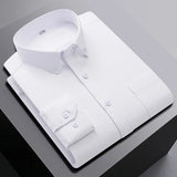 New In Shirt Oversize Long-Sleeve 100%Cotton Shirts for Men Slim Fit Formal Plain Shirt Plaid Casual Tops Designer Black Clothes