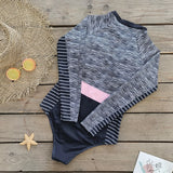 2026 Surfing Sport Swimsuit Long Sleeves Women One Piece Swimsuit  Swimwear Solid Monokini Bathing Suit Tropical Bodysuit Female