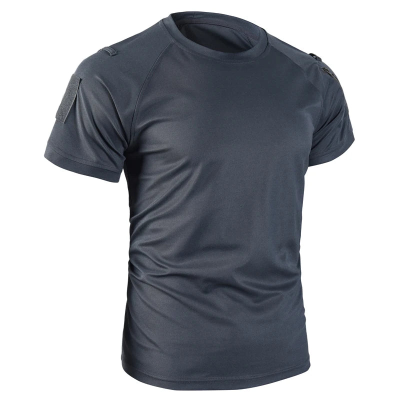 Men Summer Quick Dry Breathable Elastic Military Tactical Shirts Pullerover Hiking Camping Tops Climbing Tees Sports Gym T-shirt