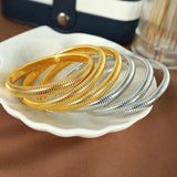 Waterproof Stainless Steel Retro Elasticity Thick Metal Polish Bracelet 18K Gold Plated Trend Fashion Unisex Jewelry Men Women