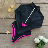 2026 Surfing Sport Swimsuit Long Sleeves Women One Piece Swimsuit  Swimwear Solid Monokini Bathing Suit Tropical Bodysuit Female