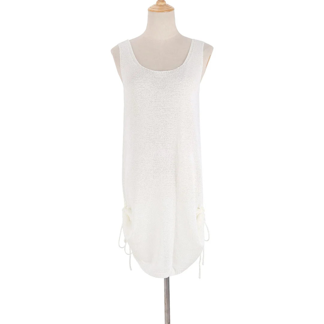 20 Colors Backless Lace Up Crochet Knitted Tunic Beach Cover Up Cover-ups Beach Dress Beach Wear Beachwear Female Women V5479