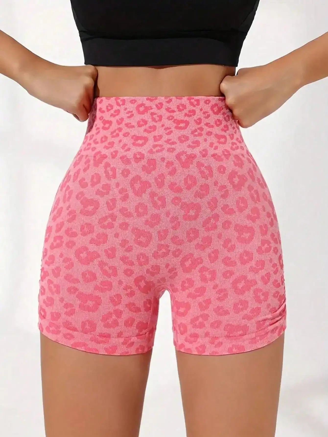 Sport Leopard Scrunch Butt Tummy Control Sports Biker Shorts Stretchy Shorts Women Boxer Shorts Summer