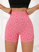 Sport Leopard Scrunch Butt Tummy Control Sports Biker Shorts Stretchy Shorts Women Boxer Shorts Summer