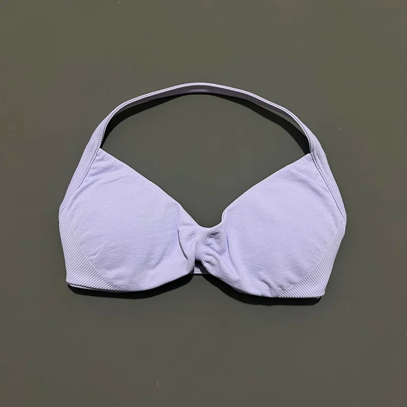 HISTELLO Impact Strappy Bra Women Seamless Gym Underwear High Support Halter Sexy Sports Clothing Push-up Yoga Workout Tank Top