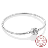 Bracelet Original 925 Sterling Silver Charm Bracelet 17-20CM Love Heart Pave Zirconia Bracelet for Women DIY Charm Jewelry Gifts