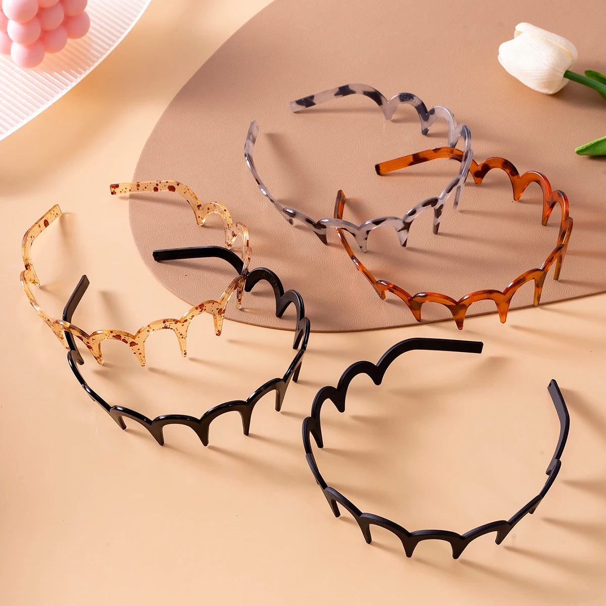 Korean Women Hair Comb Non-Slip Headband Plastic U Shape Hair Hoops Fixed Teeth Fluffy Top Hair Bands Headwear Hair Accessories