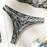 Toucheart 2-Piece Sexy Leopard Print Lingerie Set Bra Women Hollow Sexy Lingerie Thin Mesh Patchwork Print See-Through Sexy Set