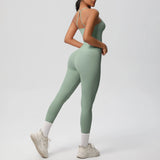 Halter Yoga Top Set Fitness Gym Suit Training Sleeveless Sport Gym Tops Crossover Back Sports Underwear  Tummy Control Slimming