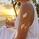 Bohemian Enamel Flower Cuff Bracelets for Women Fashion Gold Color Floral Upper Arm Open Bangle Beach Party Jewelry Gift