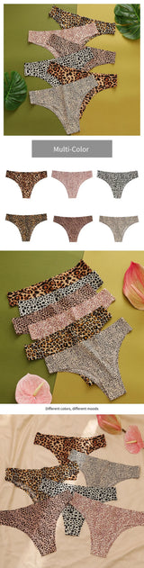WarmSteps 3Pcs/Set Sexy Leopard Thongs Women's Panties Thongs 2024 New Female Underwear Seamless Printed Panties Ice Silk Briefs