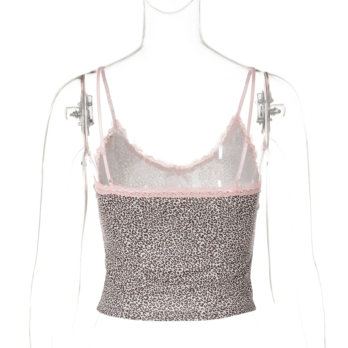 Hugcitar Leopard Print Slips Bows Patchwork Lace Sexy Slim Crop Camis Top Summer Fashion Women Y2K Outfits Festival Party