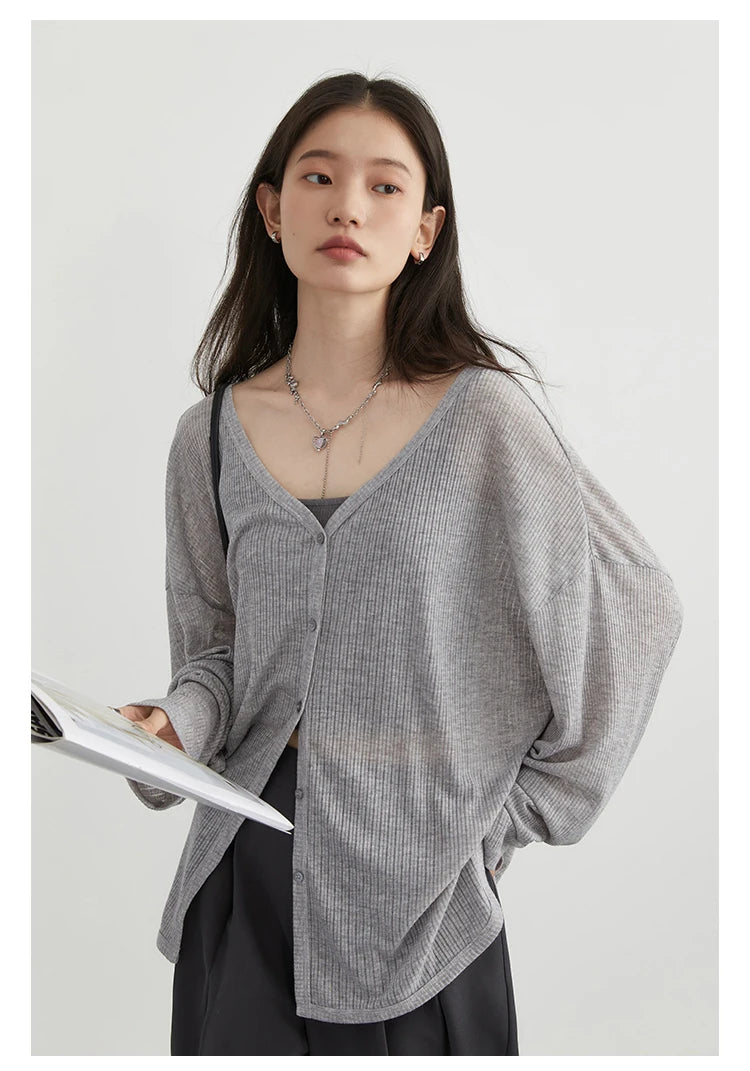 CHIC VEN Women's Cardigan New V-neck Long Sleeved Female Shirt Female Jumpers Sun Protection Woman Top Spring Summer 2026