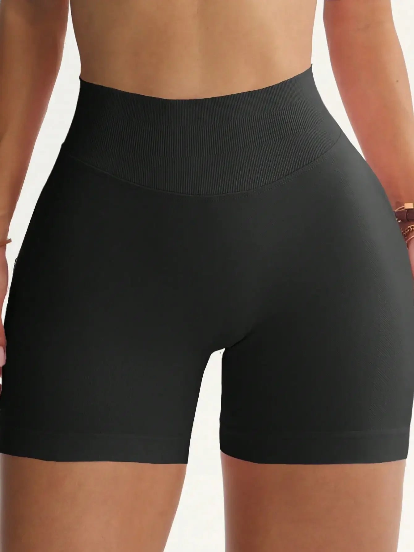 Women's Seamless Butt Lifting Sports Shorts, Suitable For Gym Workout, Cycling, Running, Black Tight Pants, Summer