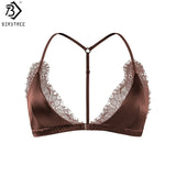 Birdtree 93% Silk 7% Spandex Women Lace Bra,Wireless Pitted Triangle Cup Front Closure Bralette,2026 New Underwear A61403JF