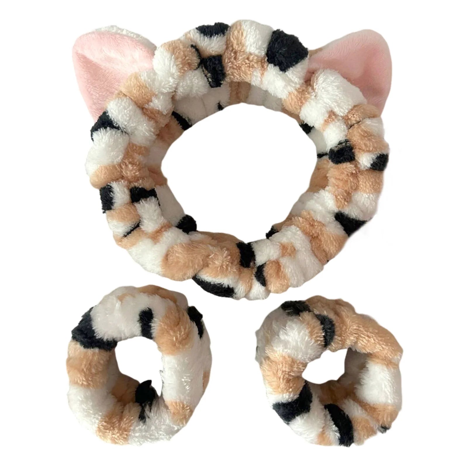 Cute Cat Ears Headband And Wristbands Plush Headband Washing Face Hairbands Suitable For Women And Men Home Casual Headwear