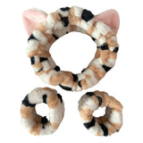 Cute Cat Ears Headband And Wristbands Plush Headband Washing Face Hairbands Suitable For Women And Men Home Casual Headwear