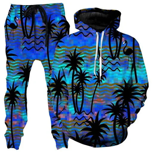 Colorful Abstract Mandala 3D Print Hoodies Pants Set Men's Sweatshirts Sweatpants Two Piece Suits Outdoor Tracksuit Man Clothing