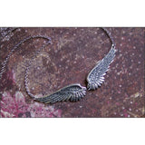 Vintage Angel Wings Feather Choker Big Pendant Aesthetic Link Chains Statement Necklace for Women Collar Bib Wedding Tribal Gift