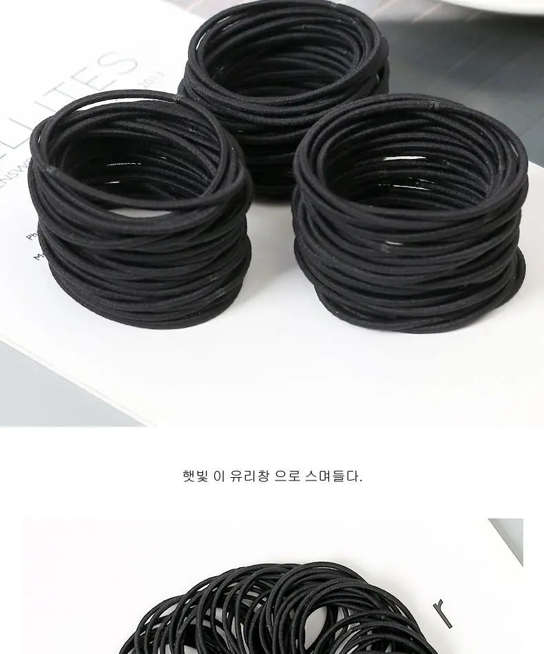 100PCS/Set Women 3.5CM Basic Nylon Elastic Hair Bands Ponytail Hair Scrunchie Rubber Bands Headband Hair Accessories Headwear