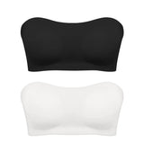 Women's Sexy Strapless Push Up Bra Removable Padded Seamless Ice Silk Top Women Invisible Beauty Back Anti-slip Off-shoulder Bra