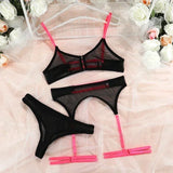 Sexy Women's Underwear Set Transparent Three Piece Bra And Underwear Set Garter Belt Exotic Mesh Mesh Underwear Sleepwear Set ok