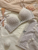 Teenage Sexy Lace Floral Bra Set Comfortable Non-steel Ring Beauty Back Small Breasts Gathered up Support Anti-Sagging Bra Set