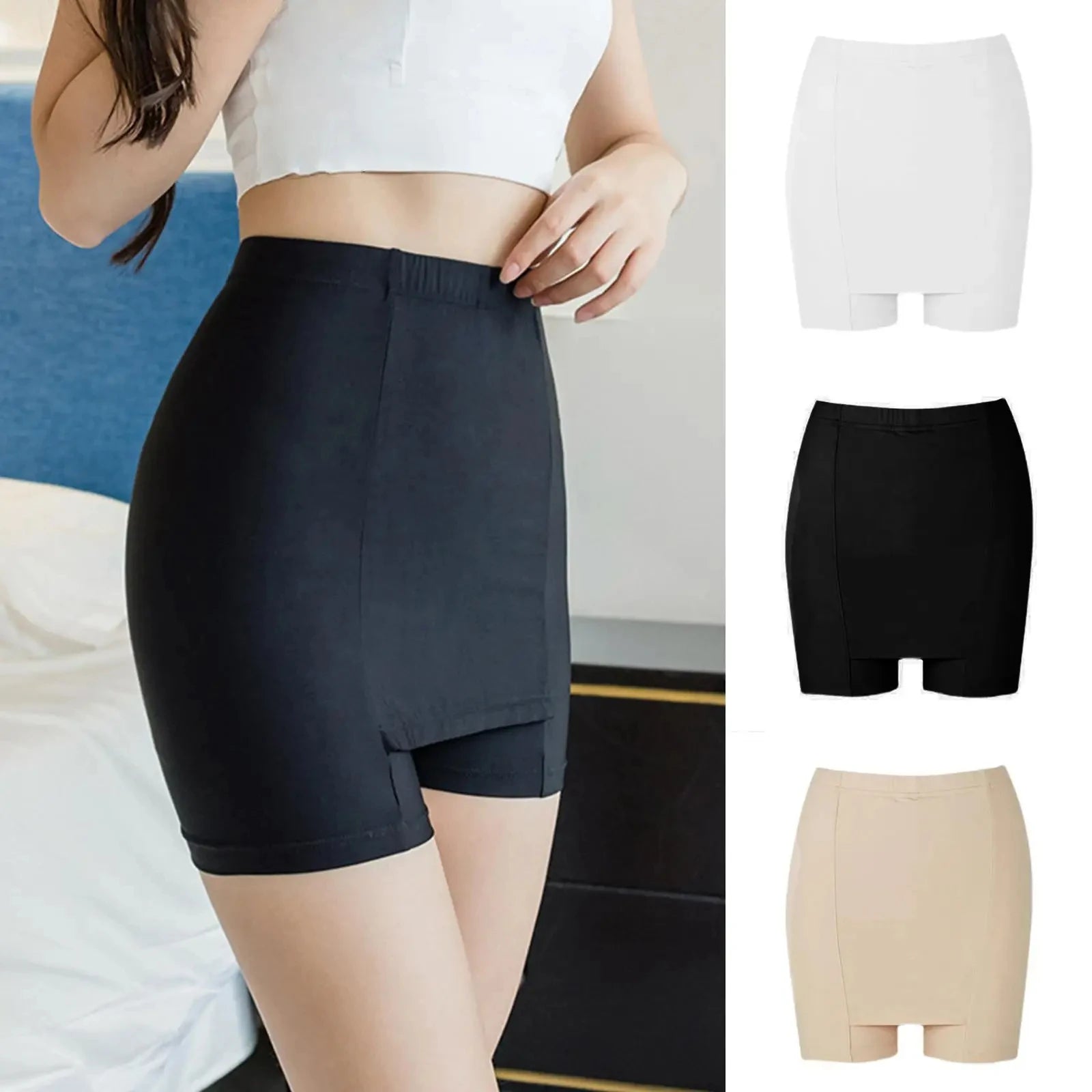 Double Layer Safety Panties For Girls Women Boxer High Waist Protective Shorts Under the Skirts Summer Dress Underwear