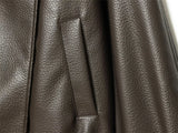 Women's Jacket 2026 Autunm  New Black Long Sleeve Pebble Faux Leather Jacket Motorcycle Style Personality Fashion
