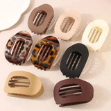 Leopard Matte Oval Hair Claw Clip for Women New Design Curved Flat Acrylic Barrettes Fashion Styling Hair Accessories