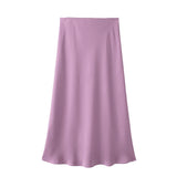 Willshela 2024 Black Satin Skirt Woman High Waist Elegant Long Skirts For Women Fashion Summer Midi Skirt Office Women's Skirts