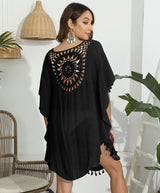 CROCHET BIKINI-Sexy Monochrome Bikini Cover Up Dress, Fashion Swimwear, Sun-resistant, Colorfast