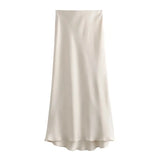 MUJER Woman 2026 Satin Skirt Women High Waist Long Skirts For Women Summer Black Midi Skirt Woman Office Elegant Women's Skirts