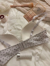 Teenage Sexy Lace Floral Bra Set Comfortable Non-steel Ring Beauty Back Small Breasts Gathered up Support Anti-Sagging Bra Set